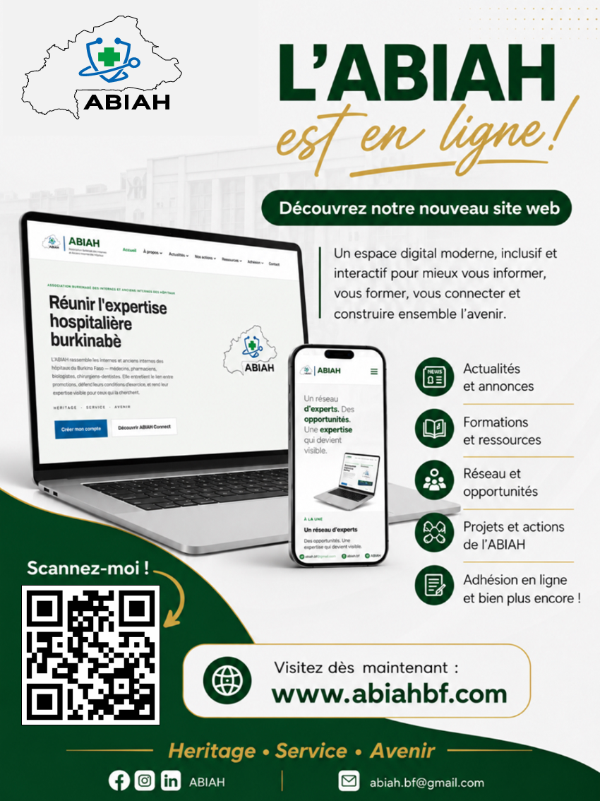L'ABIAH est en ligne : découvrez le nouveau site de l'association, abiahbf.com. Actualités et annonces, formations et ressources, réseau et opportunités, projets et actions de l'ABIAH, création de compte en ligne.